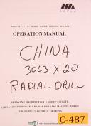 China-China Z3063 x 20 Radial Drill, Install Opeartion & Maintenance Manual Year (1944-20-Z3063-01